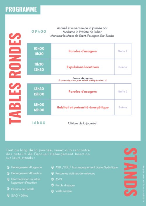 L’équipe éducative du territoire Allier a participé hier à l’organisation et l’animation des stands de Veille sociale (Hébergement d’Urgence, Samu Social, Accueil de Jour et prise en charge des personnes victimes de violence) lors de la journée Hébergement d’Urgence organisée par le SIAO 03.