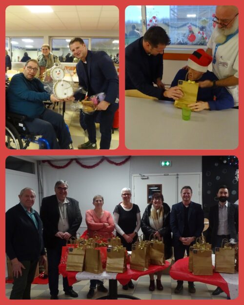 Le foyer a fait sa fête de Noël mercredi dernier. Résidents, proches et professionnels se sont réunis autour d’un délicieux repas suivi d’un présent gourmand offert par l’établissement. Ce lundi M. le maire et son équipe sont venus offrir le colis de Noël aux résidents. La magie de Noël de Calonne!