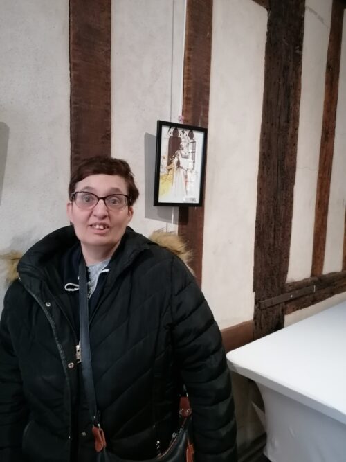 Visite d’une exposition de dessins et peintures inspirés de l’Asie par les résidents de la Pension de famille de Sens.