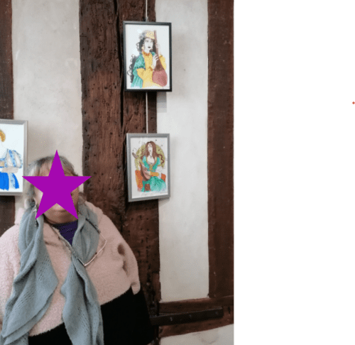 Visite d’une exposition de dessins et peintures inspirés de l’Asie par les résidents de la Pension de famille de Sens.